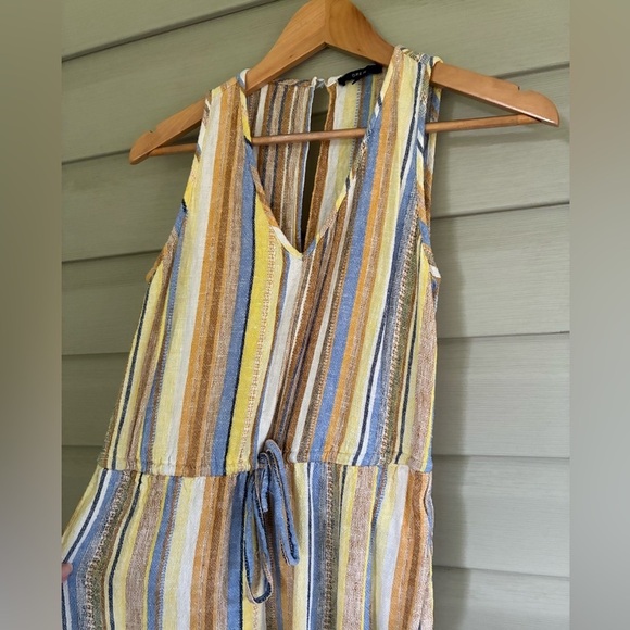DREW striped linen rayon jumpsuit summer vacation Anthropologie sz XS cropped - Picture 10 of 16